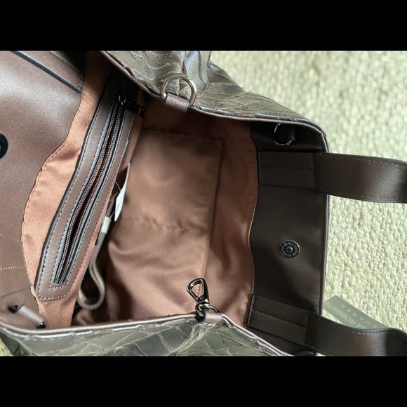 Anthropologie Sondra Roberts Geo Tote NWT Brown - Picture 4 of 5